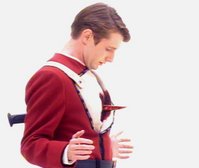 A re-enactment (staged by Q) of Ensign Picard's near-fatal stabbing through the back by a Nausicaan