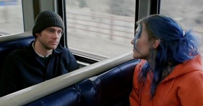 Joel and Clementine on the train.