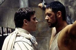 "Smile for me now brother!" Oscar-nominee Joaquin Phoenix adresses Oscar-winner Russell Crowe.