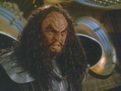 Martok in Captain Sisko's office