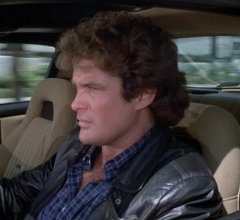 Michael Knight behind the wheel of KITT