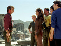 Mal (Nathan Fillion) ordering the crew to remodel Serenity to look like a Reaver ship.